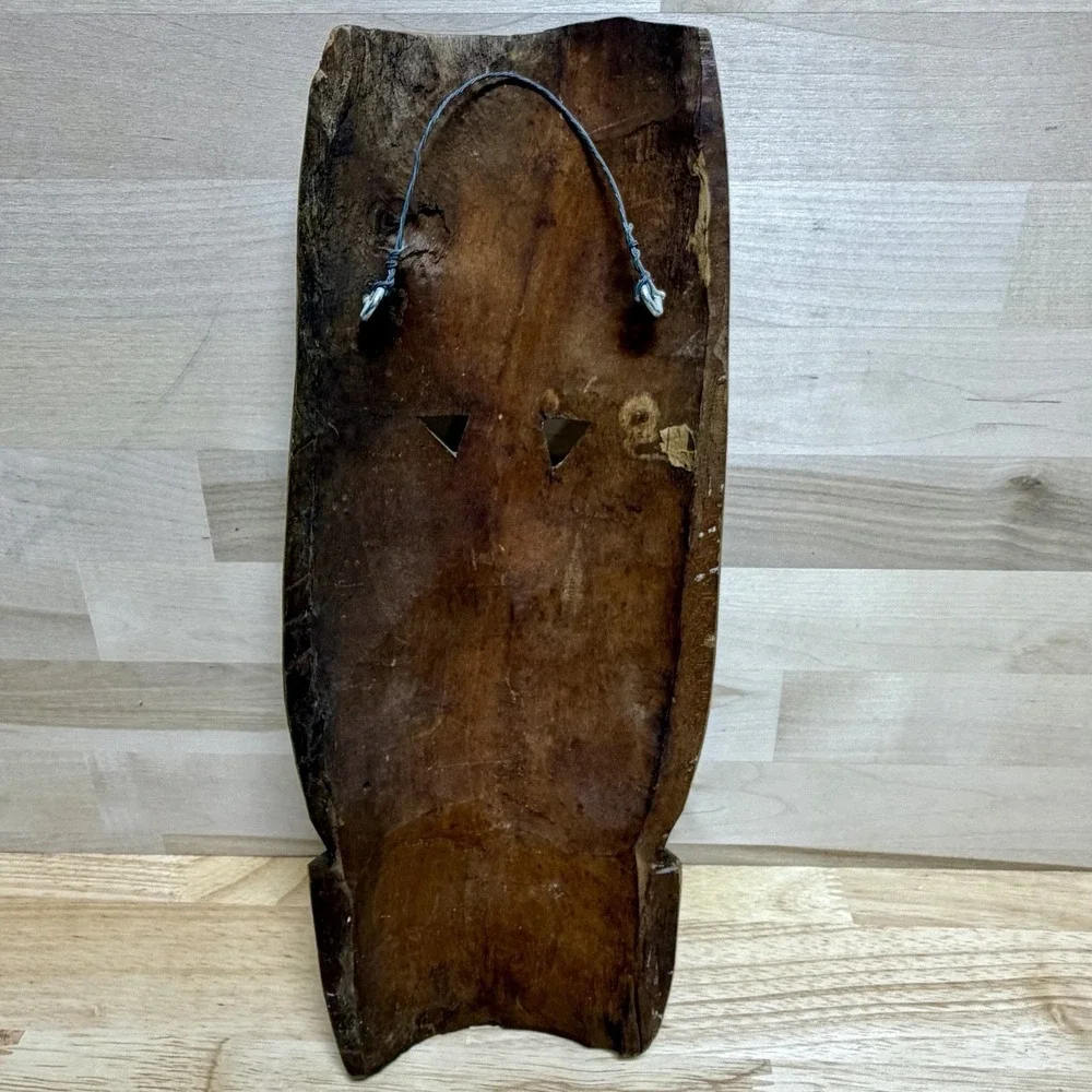 Hand Carved Wooden Tribal Wall Mask Primitive Folk Art Hanging Decor 11.5